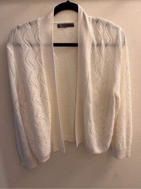 89th & Madison Cream Open-Front Wave Knit Cardigan